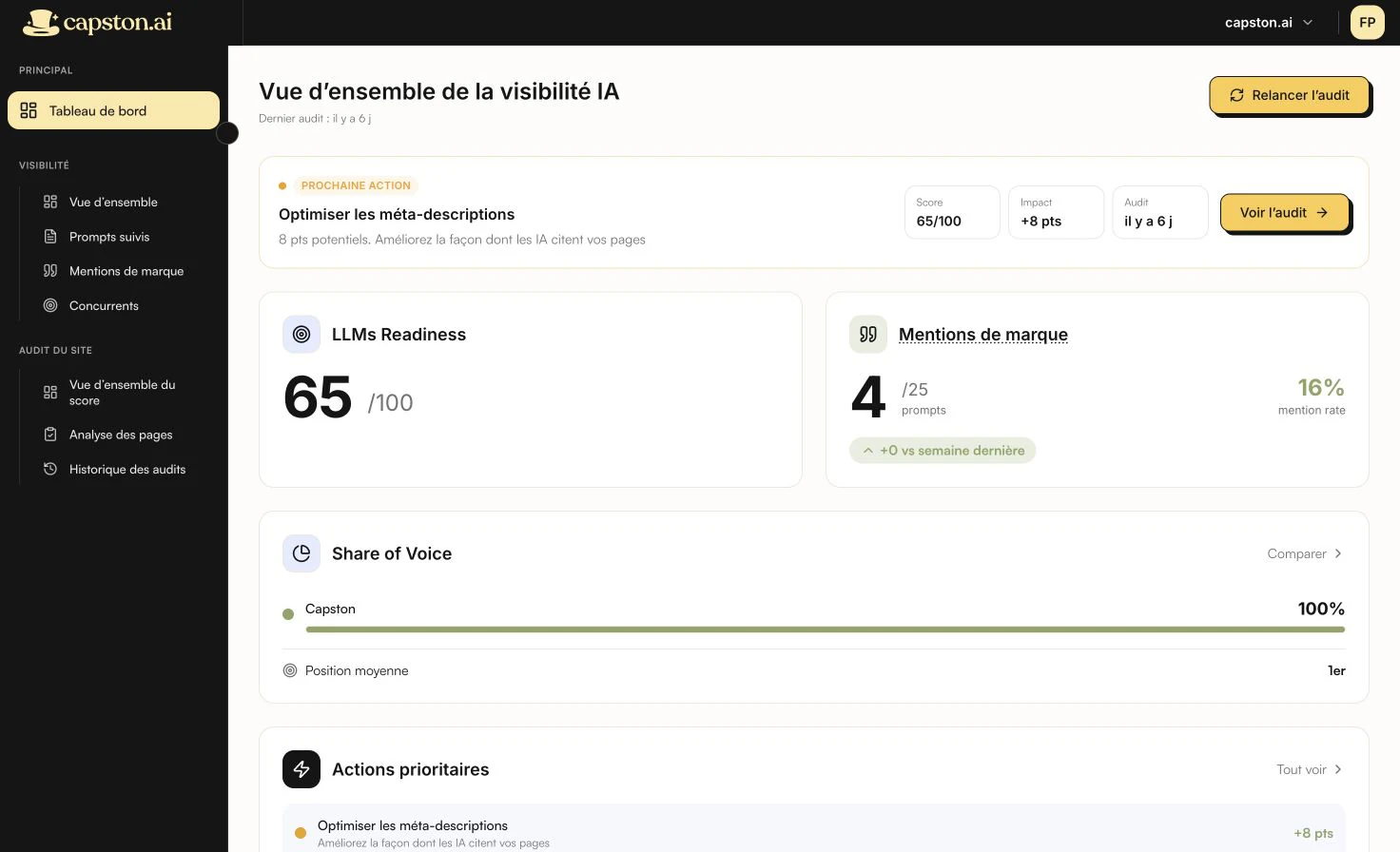 Interface du projet CAPSTON.ai