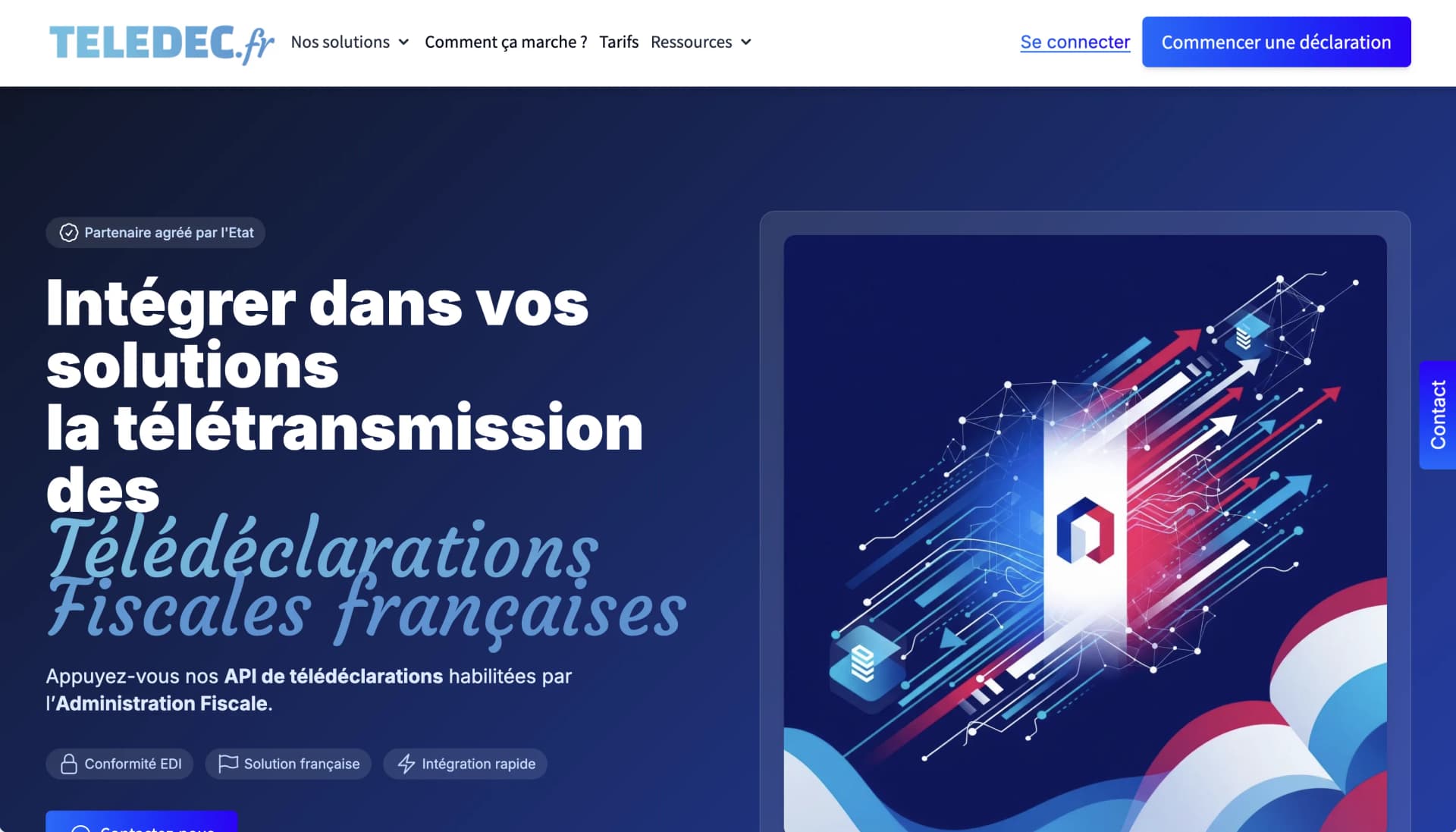 Page API TELEDEC - Partenaire agréé par l'État pour la télétransmission des télédéclarations fiscales françaises